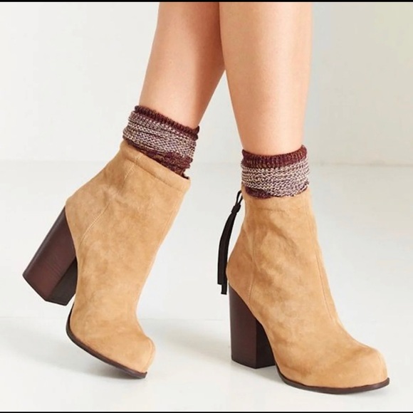 Jeffrey Campbell Shoes - JEFFREY CAMPBELL Leather Handmade Havana Last Block Heeled Booties Tan 9.5